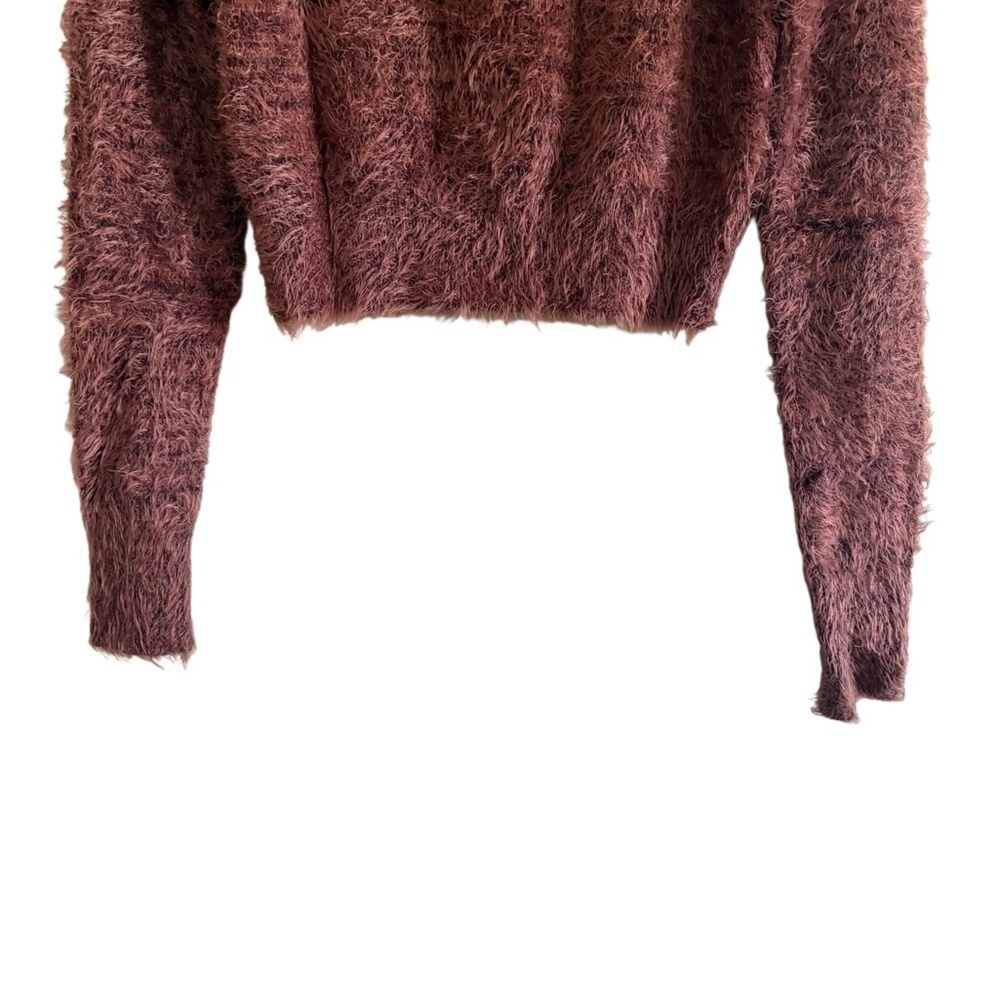 Cropped Mock Orange Neck Wool Sweater Size Medium - Picture 5 of 10